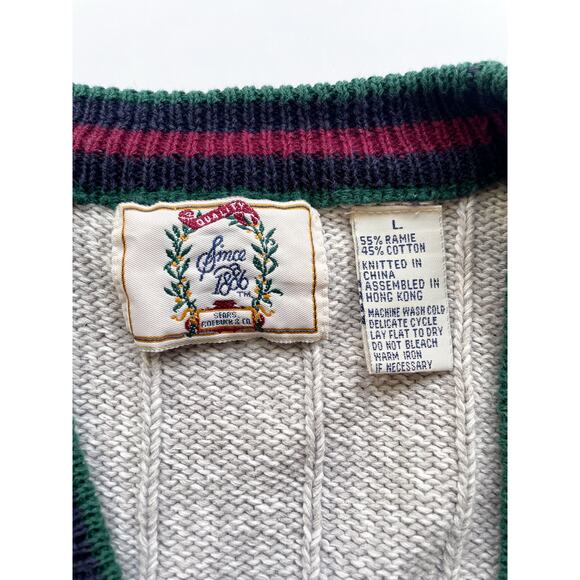 Vintage Sears Roebuck Knit Varsity Cardigan Sweater Size L - Picture 3 of 7